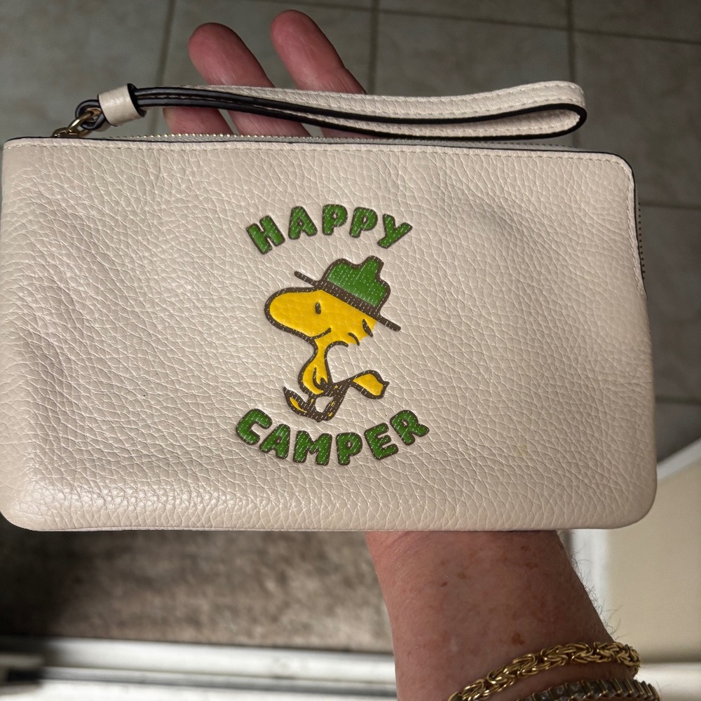 Coach x Peanuts Happy Camper Woodstock Wristlet